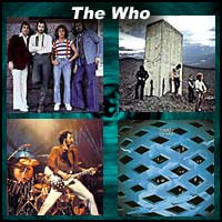 Two Who album covers and two pictures of the members of The Who