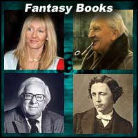 Authors J.K. Rowling, J.R.R. Tolkien, Lewis Carroll, and Ray Bradbury