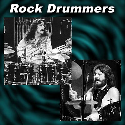Rock music drummers Neil Peart and John Bonham