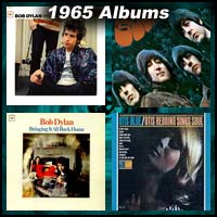 1965 record album covers for Highway 61 Revisited, Rubber Soul, Bringing It All Back Home, and Otis Blue