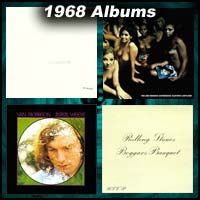 1968 record album covers for The Beatles, Electric Ladyland, Astral Weeks, and Beggars Banquet