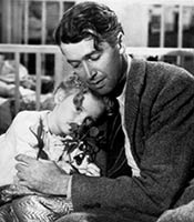 Actor James Stewart in the movie It's a Wonderful Life