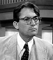 Actor Gregory Peck in the movie To Kill a Mockingbird