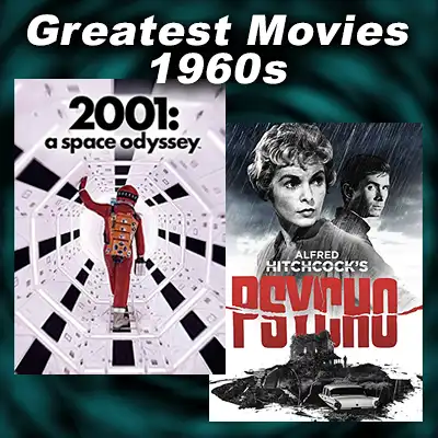 posters from the movies 2001: A Space Odyssey and Psycho