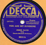 Jimmie Davis - You Are My Sunshine - decca record lable
