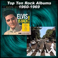 Album covers for Elvis Is Back and Abbey Road