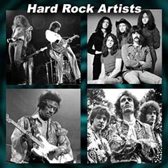 Hard Rock Artists Led Zeppelin, Jimi Hendrix, The Who, AC/DC