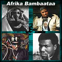 Four pictures of Afrika Bambaataa