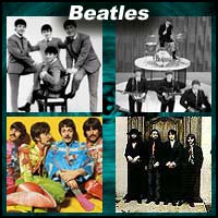 Four pictures of the Beatles music group