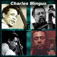 Four pictures of jazz bassists Charles Mingus
