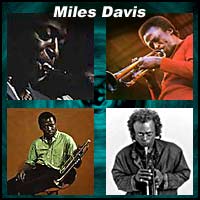 Four pictures of jazz trumpeter Miles Davis
