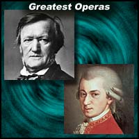 composers Richard Wagner and Wolfgang Amadeus Mozart