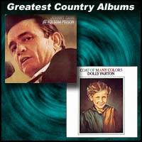Album covers for At Folsom Prison by Johnny Cash and Coat Of Many Colors by Dolly Parton