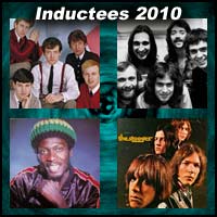Rock and roll artists The Hollies, Genesis, Jimmy Cliff, and The Stooges