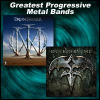 Album covers for the metal bands Dream Theater and Queensrÿche