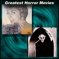 Scenes from horror movies Psycho and Nosferatu
