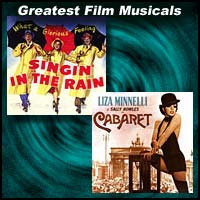 Posters from the movie musicals Singin' in the Rain and Cabaret