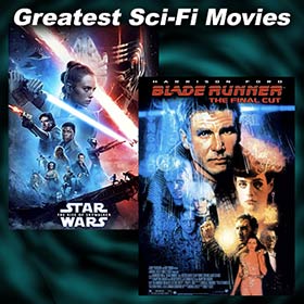 Scenes from Sci-Fi movies Star Wars: The Rise of Skywalker and Blade Runner