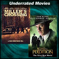 DVD covers for the movies Miller's Crossing and Road To Perdition
