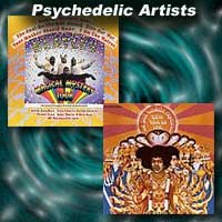 Psychedelic album covers for Magical Mystery Tour and Axis Bold as Love