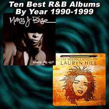 album covers for What's the 411? by Mary J. Blige and The Miseducation of Lauryn Hill