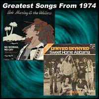 record cover art for No Woman, No Cry by Bob Marley and Sweet Home Alabama by Lynyrd Skynyrd