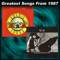 record cover art for Sweet Child O' Mine by Guns N' Roses and With or Without You by U2