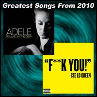 record sleeves for Rolling in the Deep by Adele and F**k You (Forget You) by Cee Lo Green