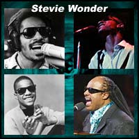Four pictures of Stevie Wonder