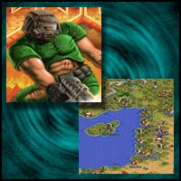 Images from Game Boy Advance Games "DOOM" and "Sid Meier's Civilization II"
