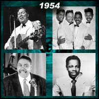 recording artists Bill Haley, Penguins, Joe Turner, and Johnny Ace