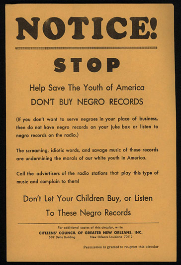 1960s racist flyer