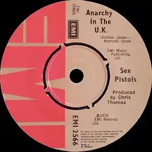 Anarchy In The U.K. 45rpm record lable