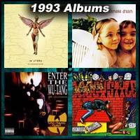 1993 record album covers for In Utero, Siamese Dream, Enter the Wu-tang and Doggystyle